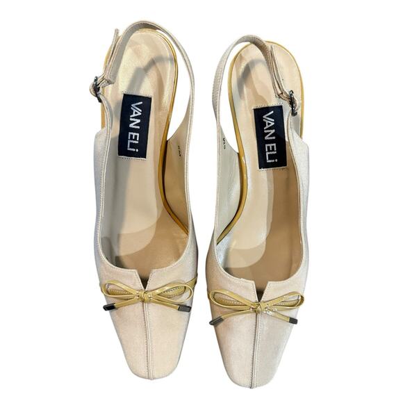 VANELi VAN ELi Beige 2 inch heel buckle sling back Shoes Kitten Heels Size 8M - Picture 16 of 16